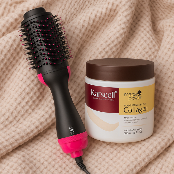 Complete Hair Styling & Nourishment Set – 4-in-1 Dryer Brush + Karseell Collagen Cream